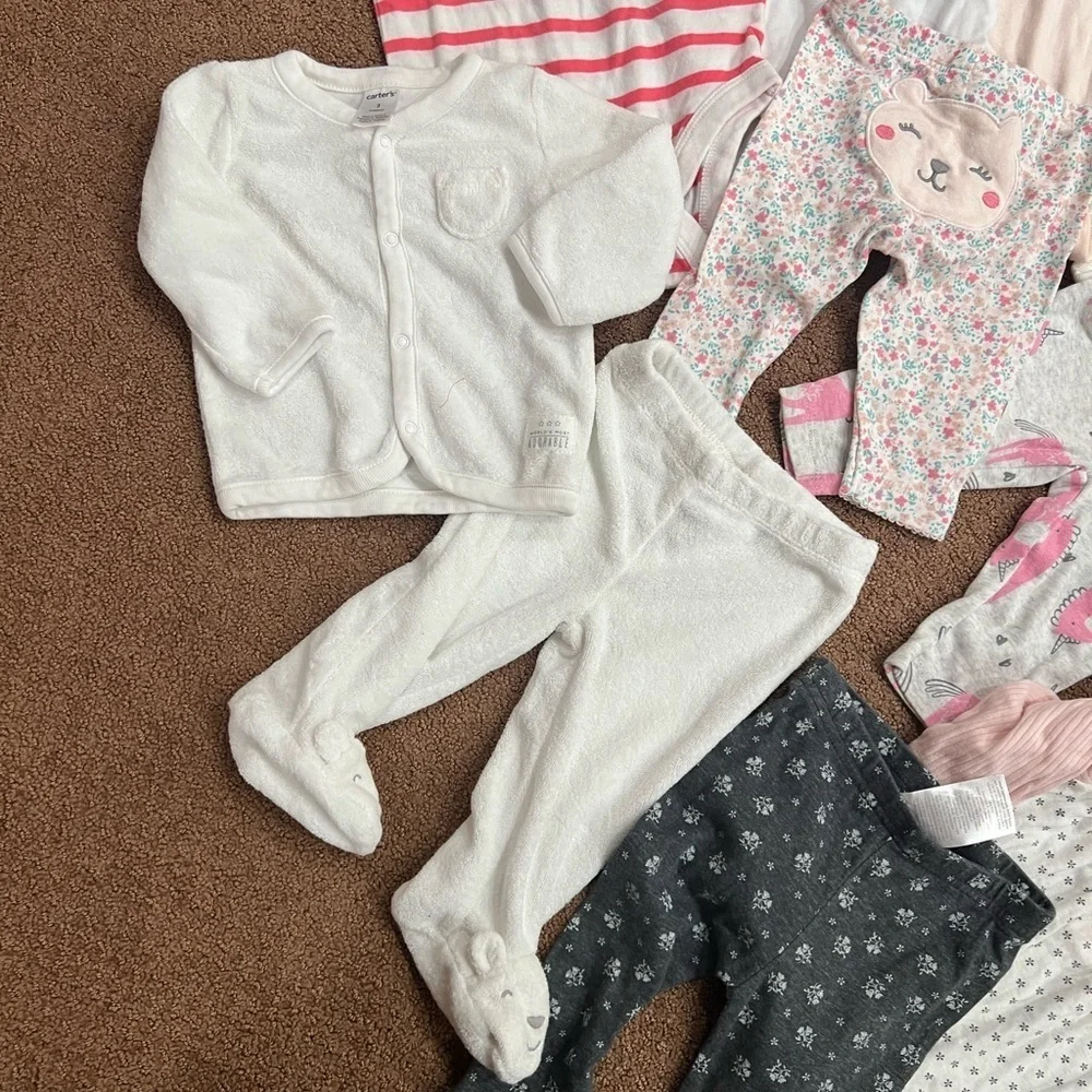 Bundle of 14 Girls Clothing Pieces Size 3 Months Onesies, Pants, Sets, Tutus